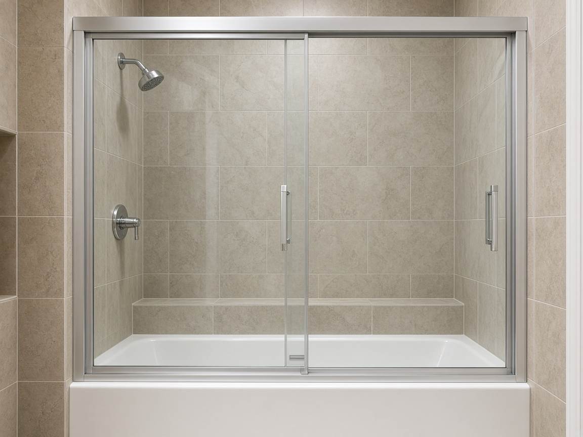 Aluminum-framed glass shower door